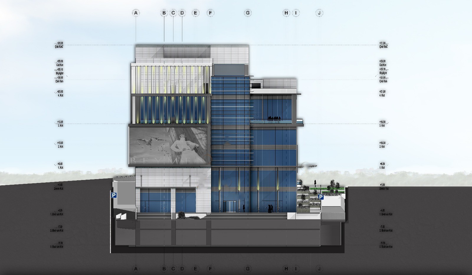 T&D ALORA AVM teknik kesit planı